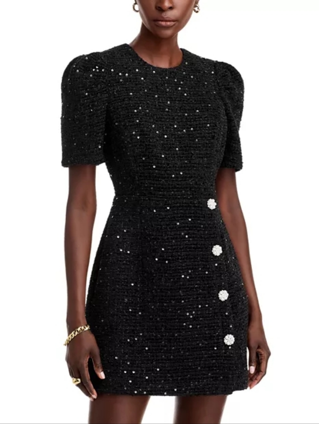 Aqua Black Sequin Tweed Mini Dress - Nwt - Us Size Xs